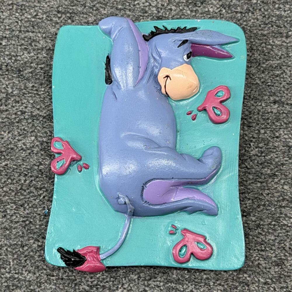 Vintage Disney Winnie the Pooh Eeyore Butterflies Refrigerator Resin Magnet 3"